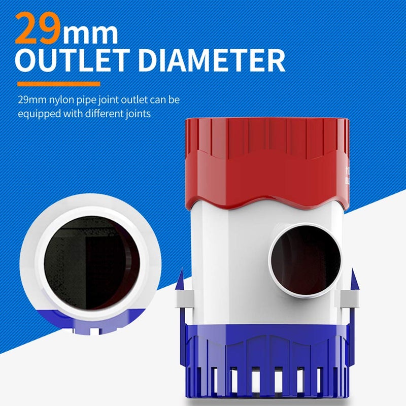 Creatorele 1100GPH 12V Bilge Pumps for Boats Marine Bilge Pump Reliable Water Removal System, Suit for 1-1/8 inch / 29mm Hose - Image 4